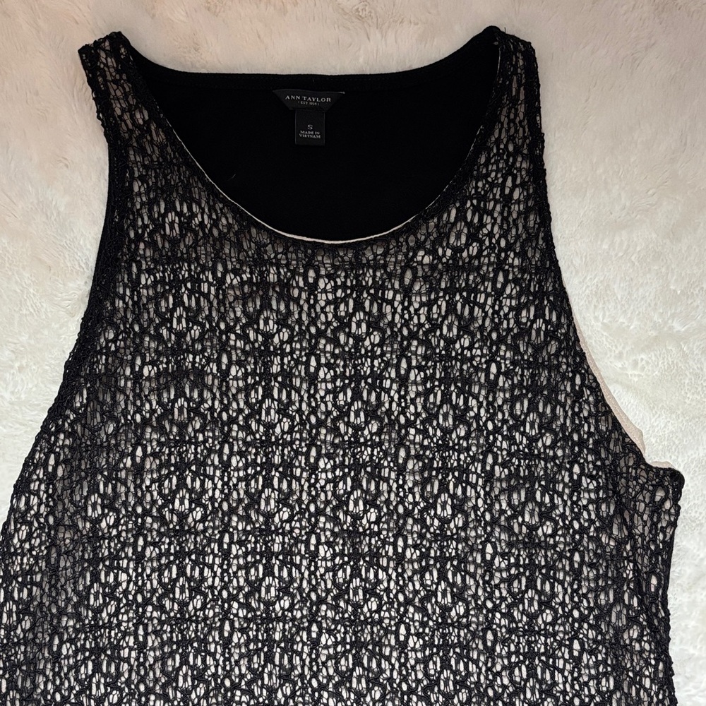 Ann Taylor Black and White Lace Tank Top